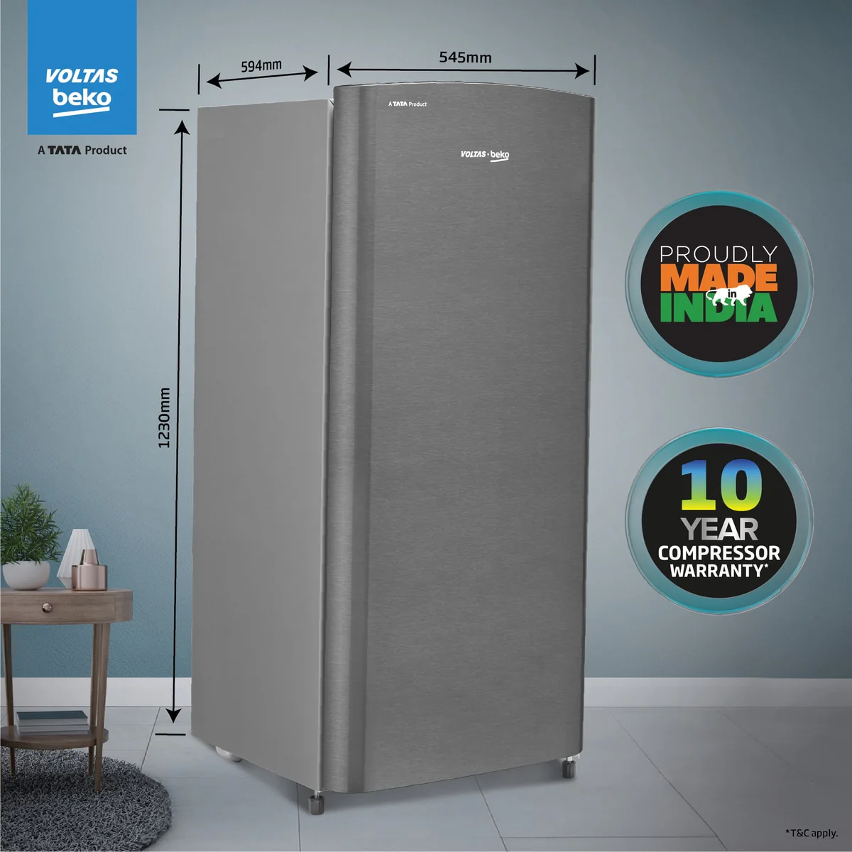 183 L 2 Star Direct Cool Single Door Refrigerator (RDC215D/S0XIR0M0000GO, Hairline Silver, With Fresh Box Technology and Chiller Zone) , Voltas Beko, A Tata Product - Image 8