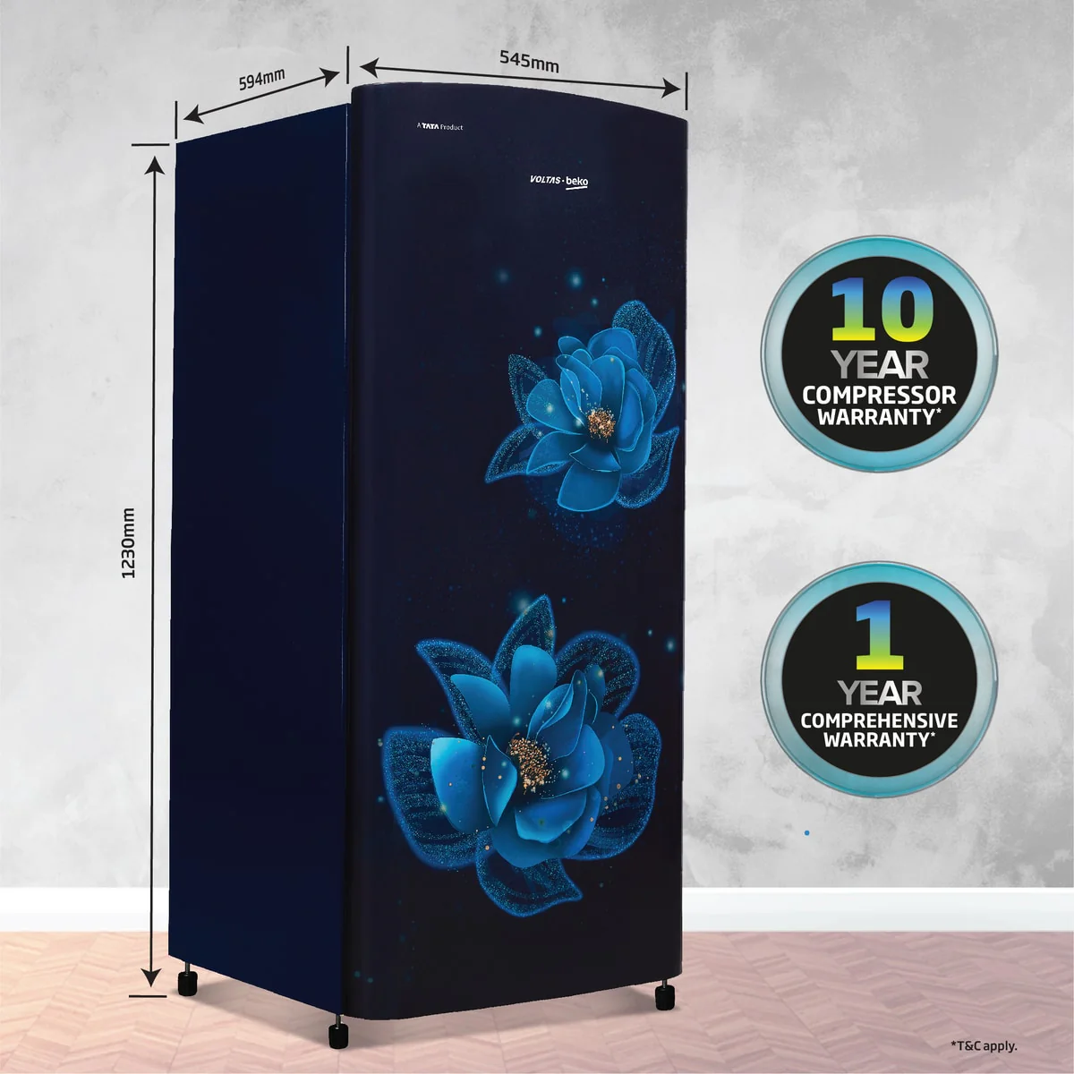 183 L 3 Star Direct Cool Single Door Refrigerator ( RDC215C / S0BFR0M0000GO, Fressia Blue, With Fresh Box Technology) , Voltas Beko, A Tata Product - Image 4