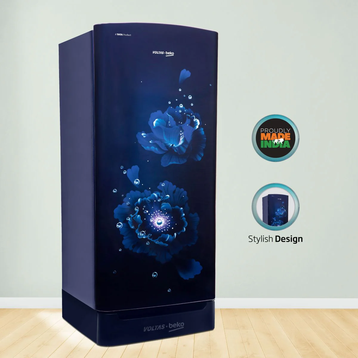 183 L 4 Star Direct Cool Single Door Refrigerator (RDC215B / W0FBR0M0B00GO, Fairy Flower Blue) , Voltas Beko, A Tata Product - Image 8