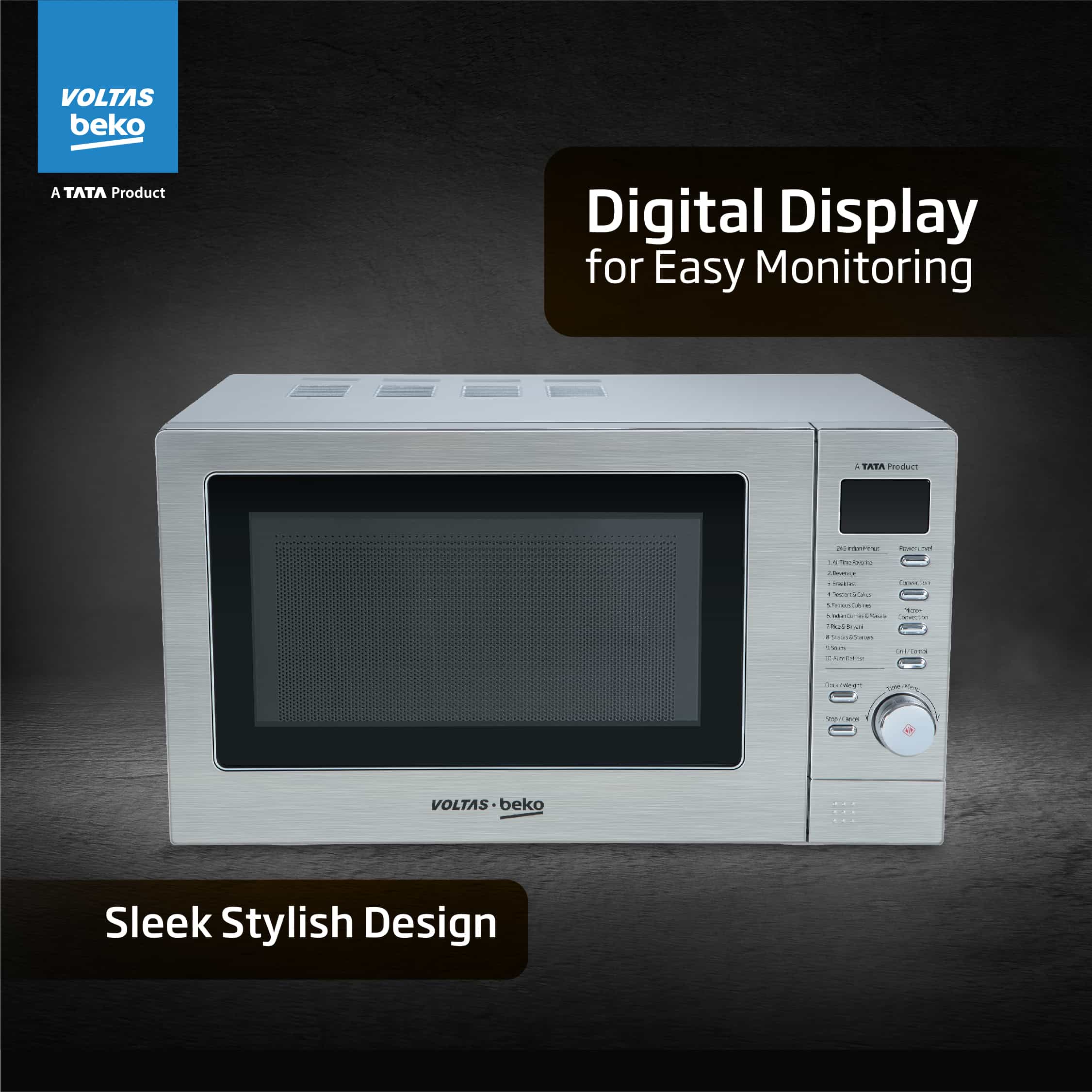 20 L Convection Microwave Oven, 10 power levels (MC20SD, Silver) , Voltas Beko, A Tata Product - Image 4