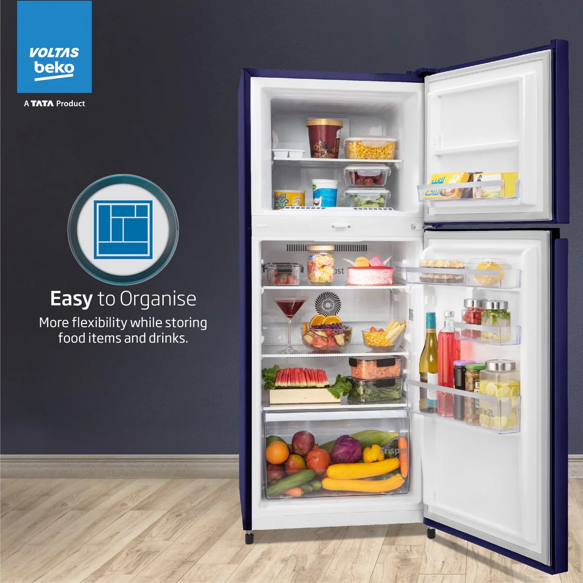 228 L 2 star Frost Free Refrigerator with two Separate Cooling System (RFF265D/W0NPR0I0000GO, Nightangel Purple) , Voltas Beko, A Tata Product - Image 5