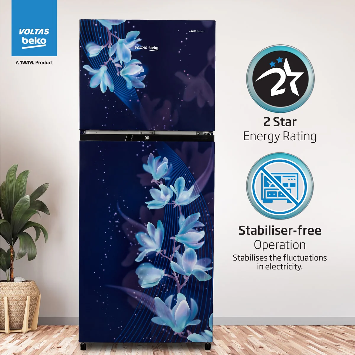 228 L 2 star Frost Free Refrigerator with two Separate Cooling System (RFF265D/W0NPR0I0000GO, Nightangel Purple) , Voltas Beko, A Tata Product - Image 6