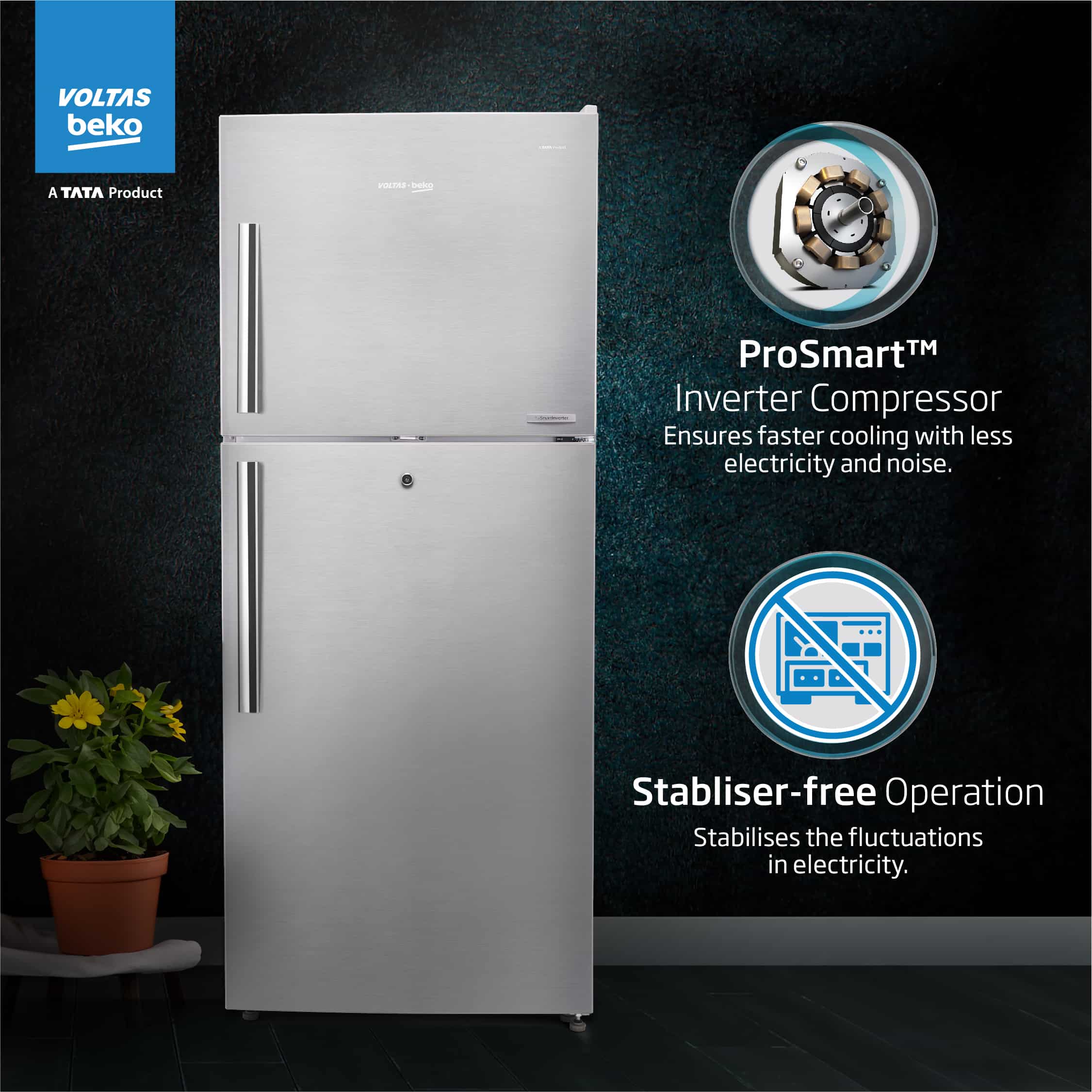 470 L 2 Star Inverter Frost-Free Double Door Refrigerator (RFF493IF, Silver, Store Fresh+TM) , Voltas Beko, A Tata Product - Image 5
