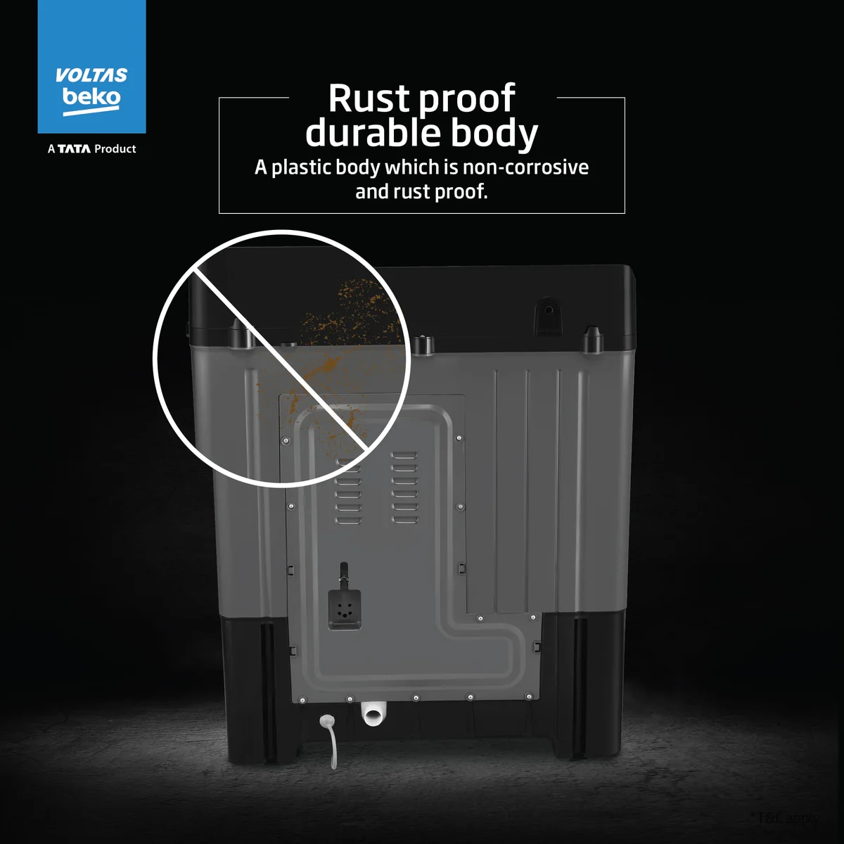 7.5 Kg 5 Star Semi Automatic Washing Machine (WTT75UHA/OK5B1B1S21, Black) , Voltas Beko, A Tata Product - Image 8