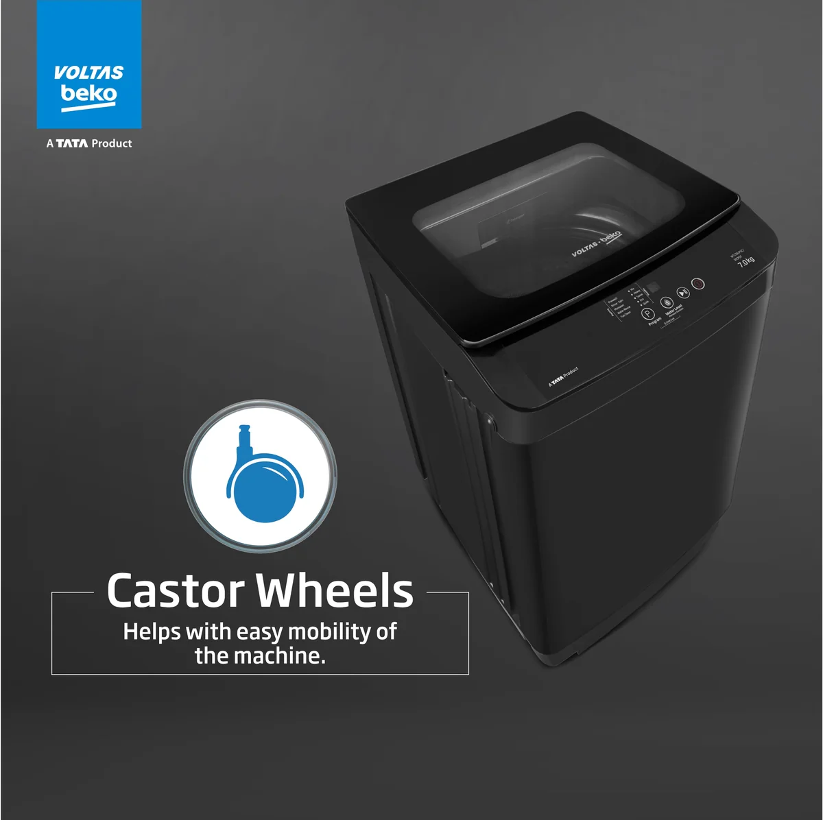 7 Kg 5 Star Eco Wash/Monsoon Dry Top Load Fully-Automatic Washing Machine (WTL70UPGC/SPCPOF, Water Reuse, Side Waterfall, Mansoon Dry, Dark Grey) , Voltas Beko, A Tata Product - Image 11