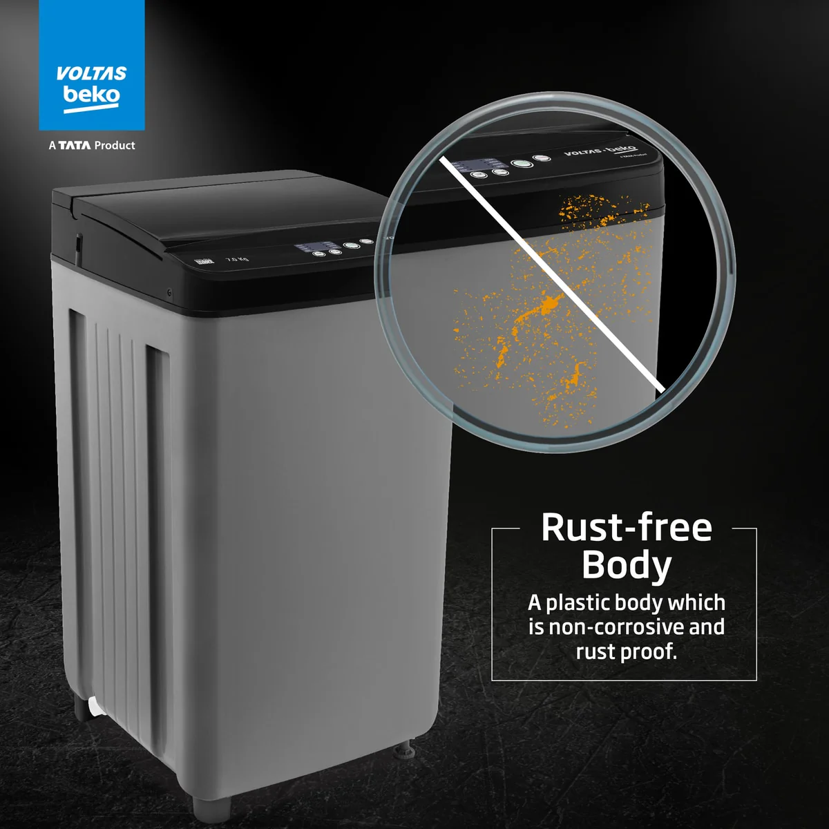 7 Kg 5-Star Fully Automatic Top Load Washing Machine (WTL7004UEA/OBS1P10, Grey) , Voltas Beko, A Tata Product - Image 11