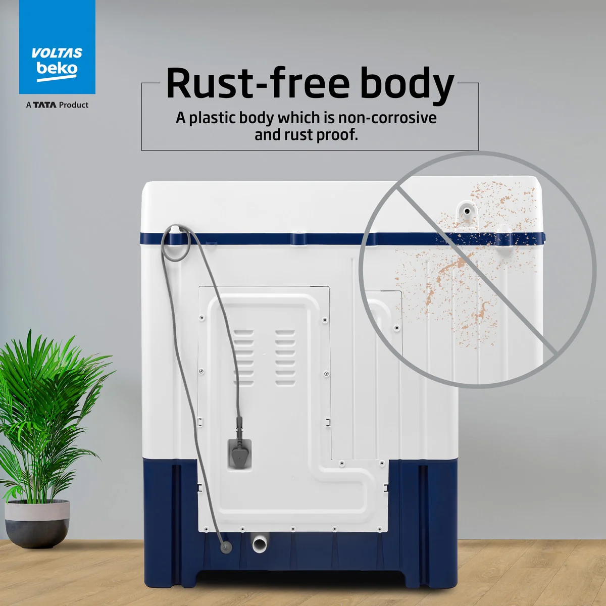 8.5 Kg 5 Star Semi-Automatic Top Loading Washing Machine (WTT85UHA/OK5I0I0W01, Blue, Air Dry & Pulsator wash technology) , Voltas Beko, A Tata Product - Image 2