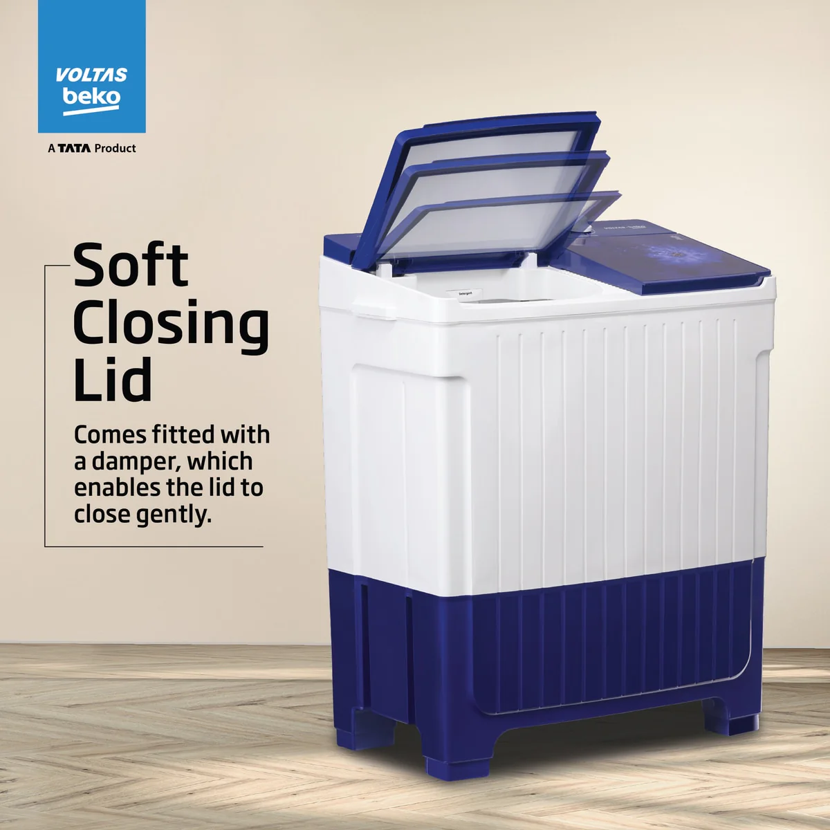 9.5 Kg Semi Automatic Washing Machine ( WTT95UAA ,Blue) , Voltas Beko, A Tata Product - Image 3
