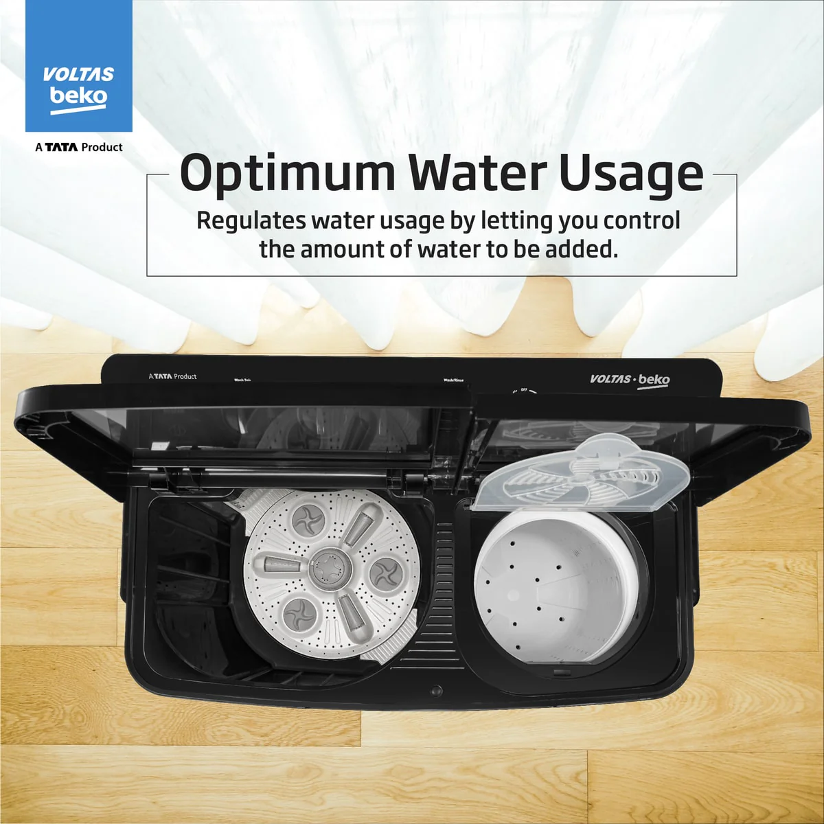 9 Kg 5 Star Semi Automatic Top Load Washing Machine Black (WTT90UHA/OK5B1B1S26,Grey ) , Voltas Beko, A Tata Product - Image 3