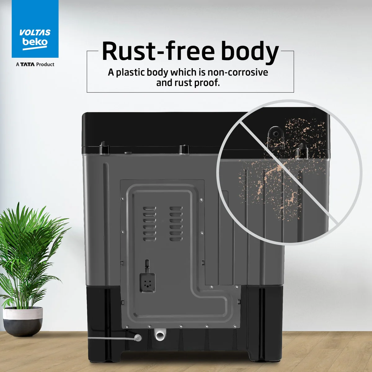 9 Kg 5 Star Semi Automatic Top Load Washing Machine Black (WTT90UHA/OK5B1B1S26,Grey ) , Voltas Beko, A Tata Product - Image 9