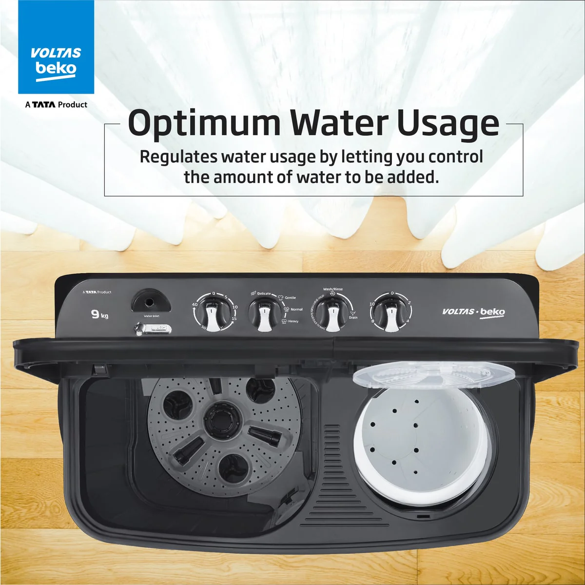 9 Kg 5 Star Semi Automatic Washing Machine (WTT90UDX/BKGR4KGTD, Black, with Cassette Filter) Voltas Beko, A Tata Product - Image 6