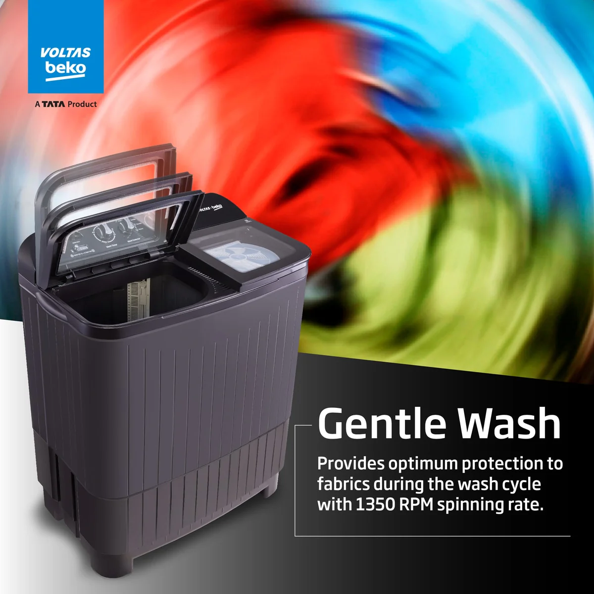 9 Kg 5 Star Semi Automatic Washing Machine (WTT90UDX/BKGR4KGTD, Black, with Cassette Filter) Voltas Beko, A Tata Product - Image 9