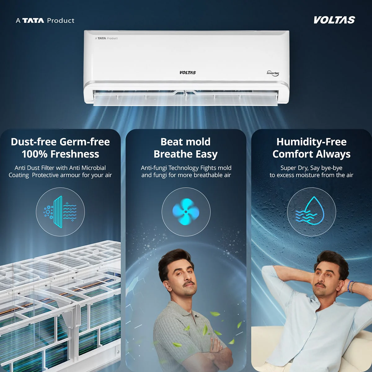 Voltas Split Air Conditioner, 1.5 Ton,3 Star - 183INV Vectra Zen Silver - Image 9