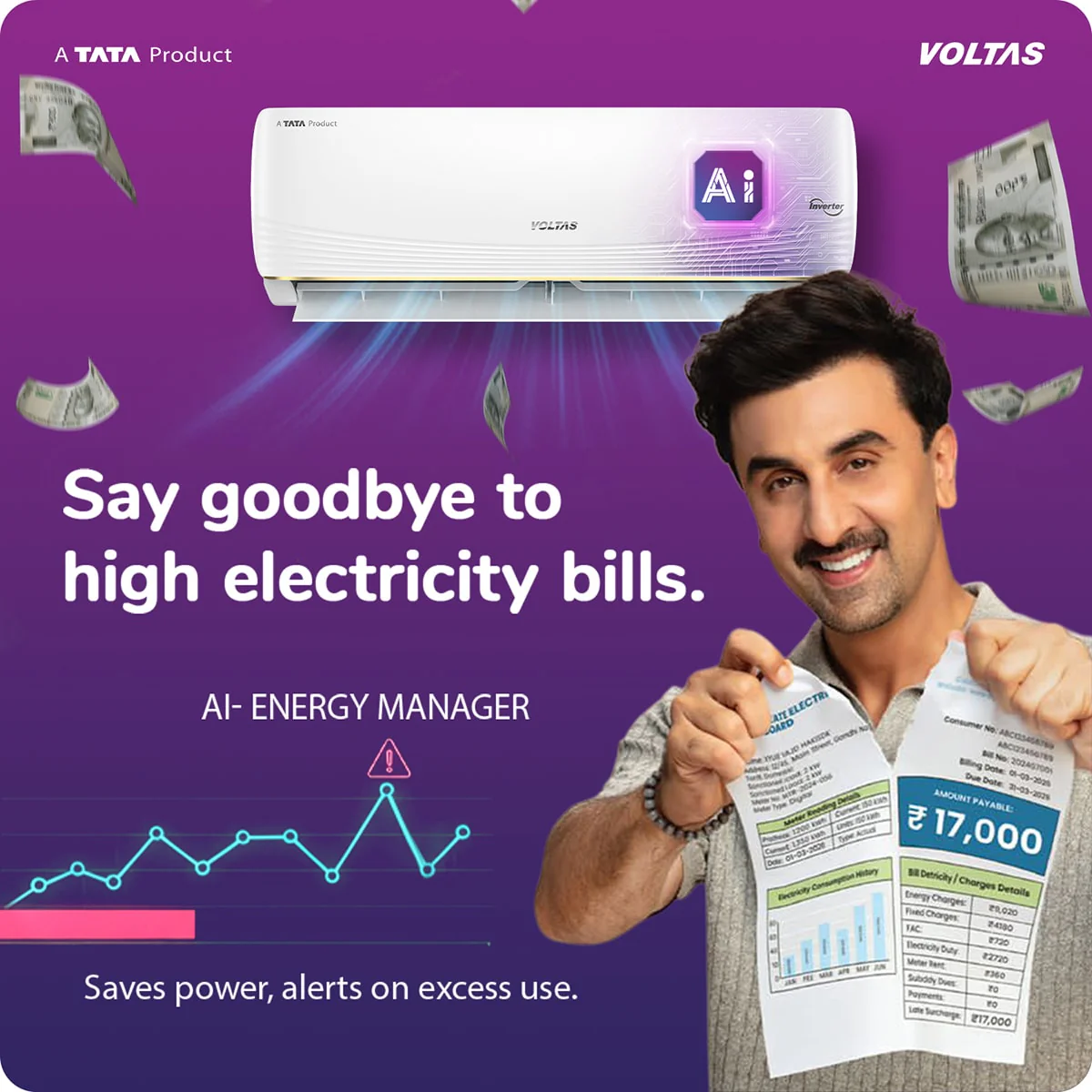Voltas Split Air Conditioner, 1.5 Ton, 3 Star - 183INV Vertis AI Zest Gold - Image 10