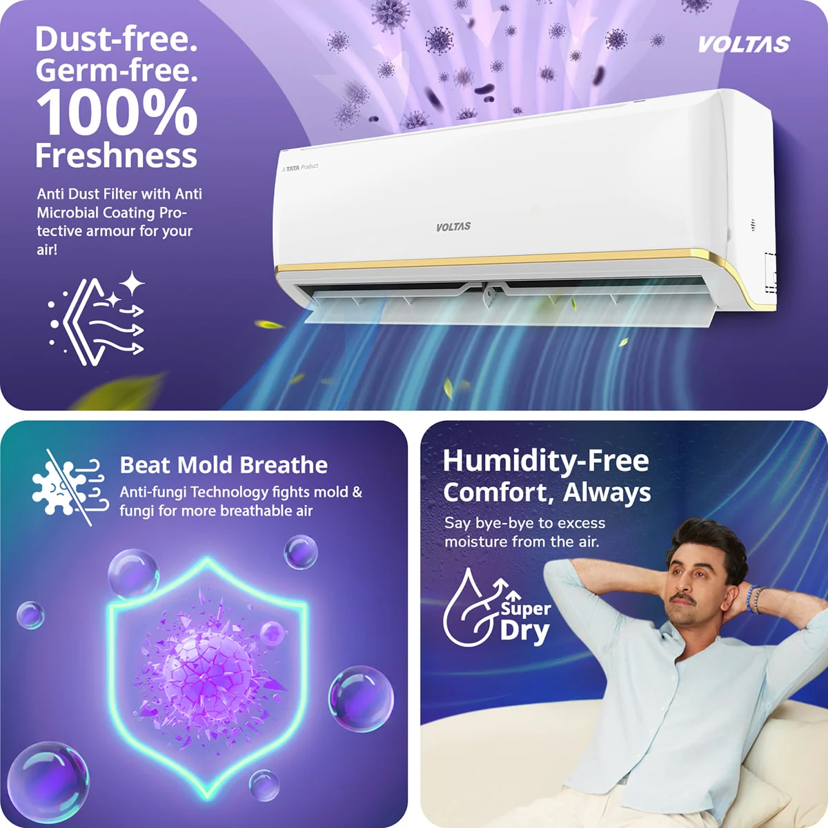 Voltas Split Air Conditioner, 1.5 Ton, 3 Star - 183INV Vertis Zen Gold - Image 9