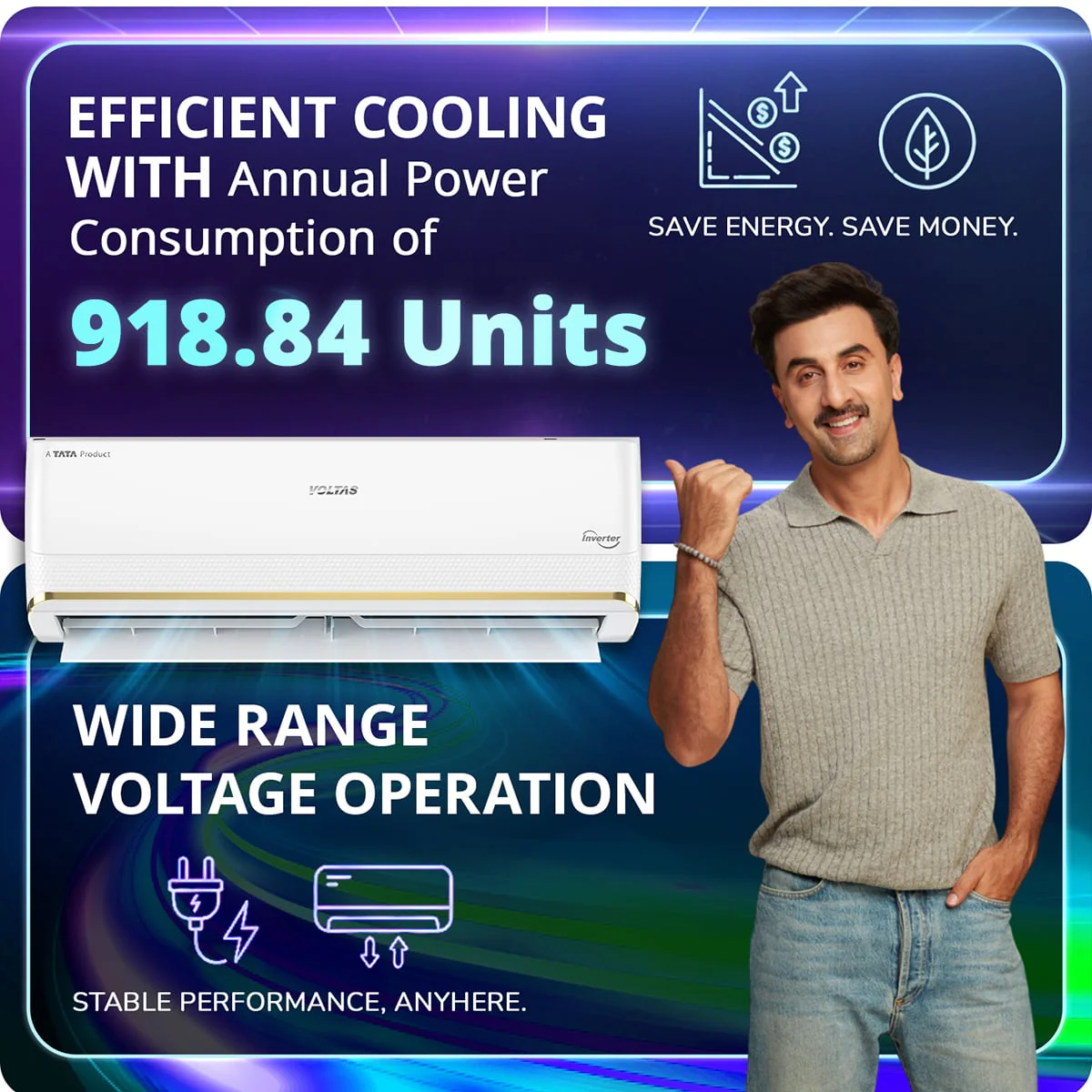 Voltas Split Air Conditioner, 1.5 Ton, 3 Star - 183INV Vertis Zephyr Gold - Image 12