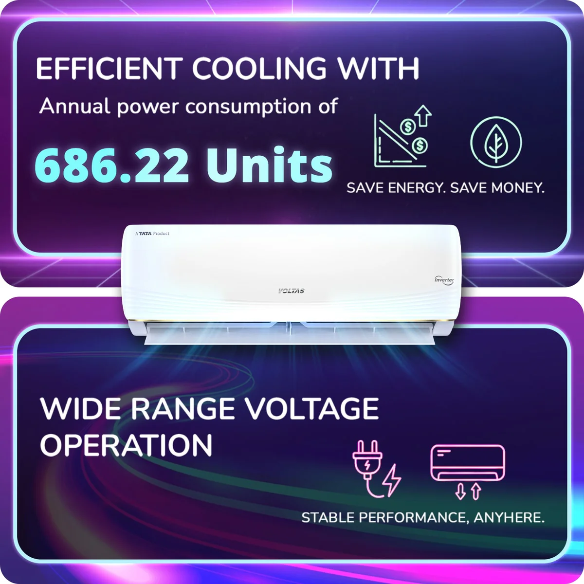 Voltas Split Air Conditioner, 1.5 Ton, 5 Star - 185INV Vertis AI Zest Gold - Image 14