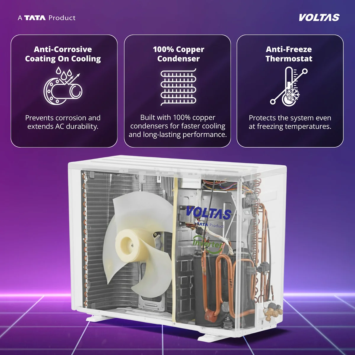 Voltas Split Air Conditioner, 1.5 Ton, 5 Star - 185INV Vertis AI Zest Gold - Image 17