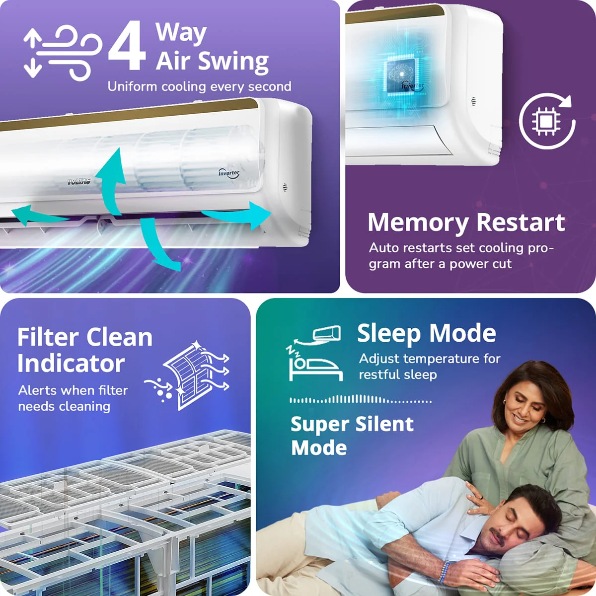 Voltas Split Air Conditioner, 1.5 Ton, 5 Star - 185INV Vertis Elite Gold - Image 10