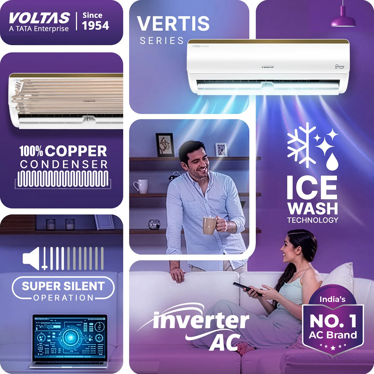 Voltas Split Air Conditioner, 1.5 Ton, 5 Star - 185INV Vertis Elite Gold - Image 5