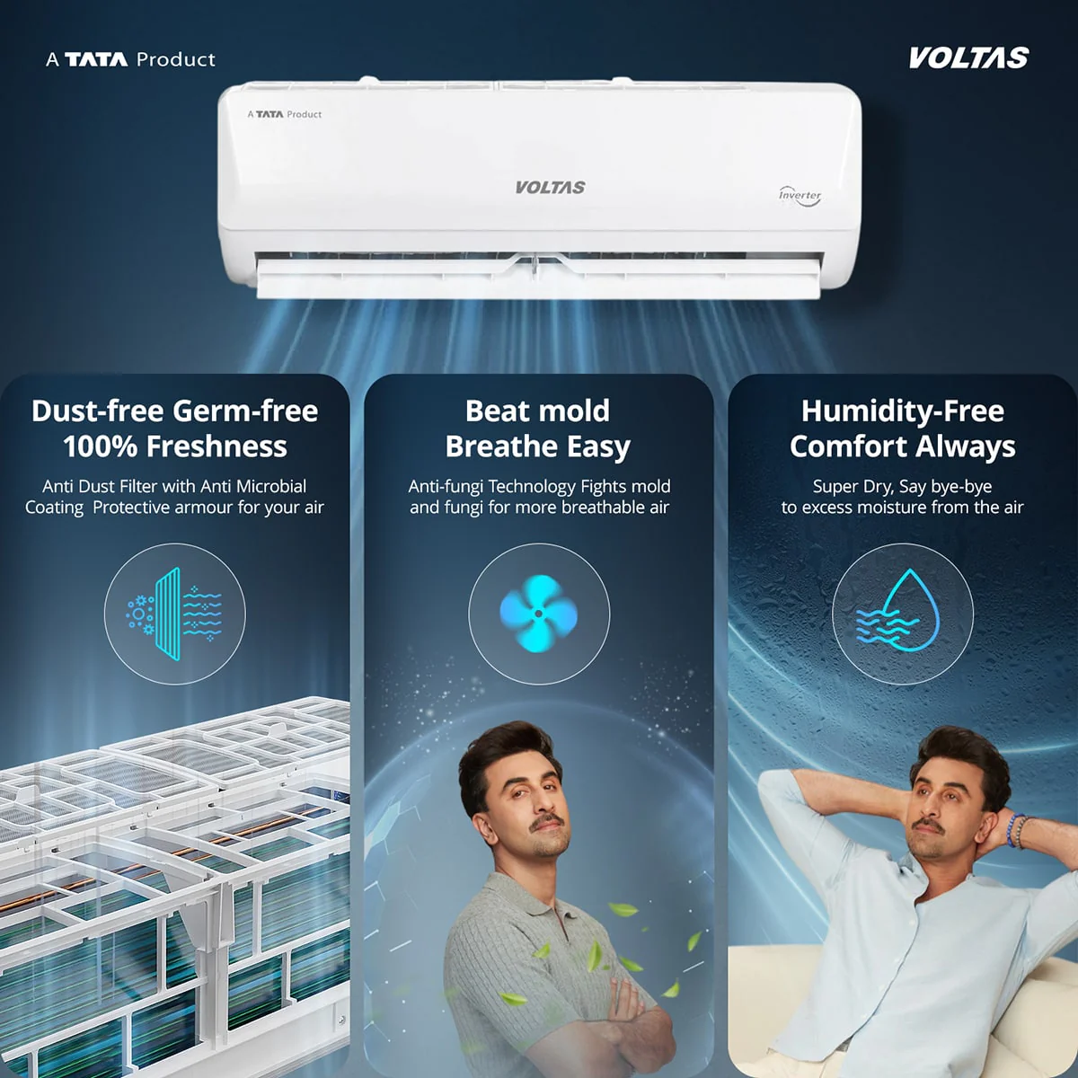 Voltas Split Air Conditioner, 1 Ton, 3 Star - 123INV Vectra Emerald - Image 9