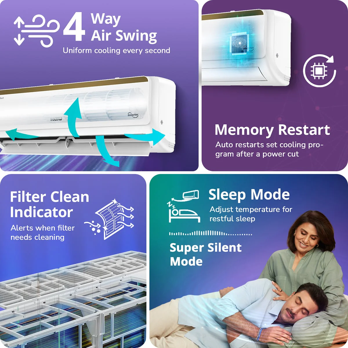 Voltas Split Air Conditioner, 1 Ton, 3 Star - 123INV Vertis Elite Gold - Image 10
