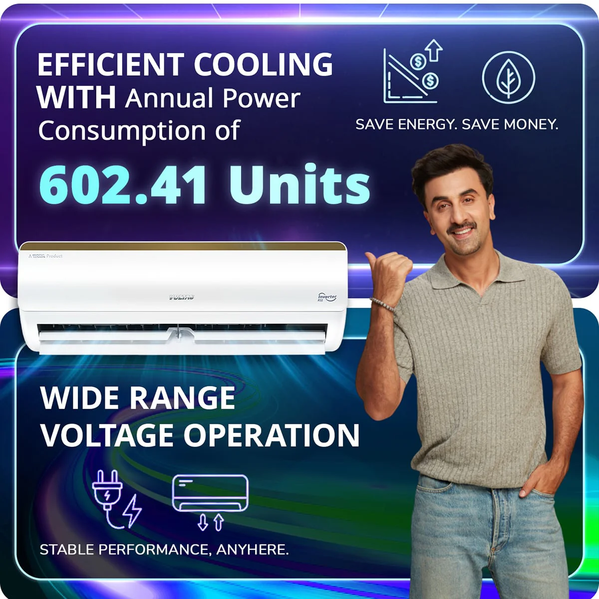 Voltas Split Air Conditioner, 1 Ton, 3 Star - 123INV Vertis Elite Gold - Image 12