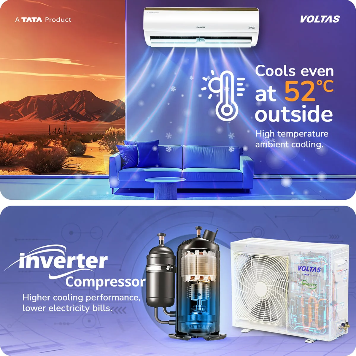 Voltas Split Air Conditioner, 1 Ton, 3 Star - 123INV Vertis Elite Gold - Image 7