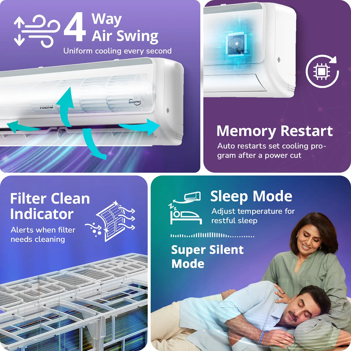Voltas Split Air Conditioner, 1 Ton, 3 Star - 123INV Vertis Elite RG - Image 10