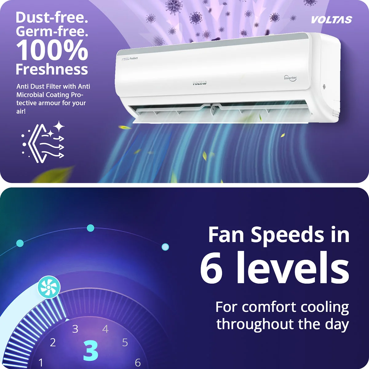 Voltas Split Air Conditioner, 1 Ton, 3 Star - 123INV Vertis Elite RG - Image 9
