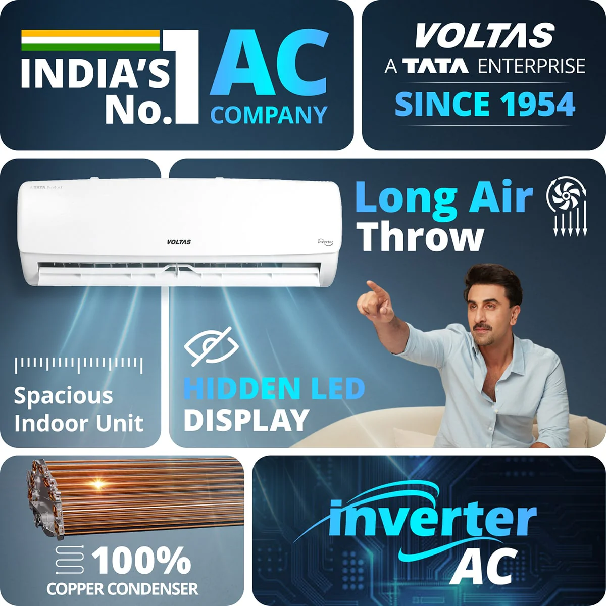 Voltas Split Air Conditioner, 2 Ton, 3 Star - 243INV Vectra Elegant - Image 5