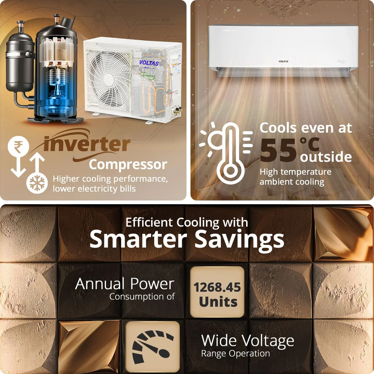 Voltas Split Air Conditioner, 2 Ton, 3 Star - 243INV Venus Luxe - Image 7