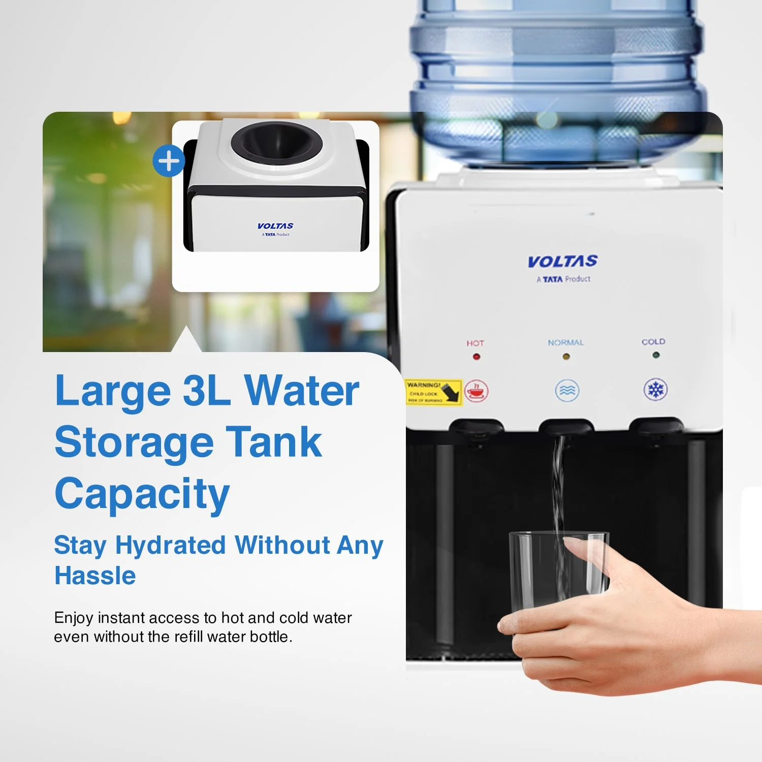 Voltas Water Dispenser ISI Mark Minimagic Spring FV + White [With Storage Cabinet only] - Image 6