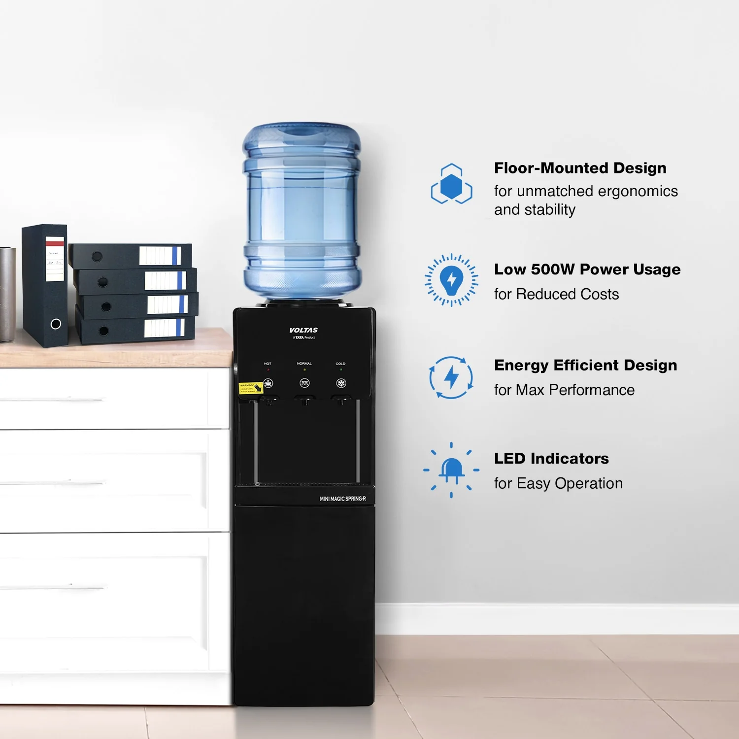 Voltas Water Dispenser ISI Mark Minimagic Spring RV + Black [With Refrigerated Cabinet] - Image 3